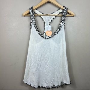 🆕Undrest by Urban Outfitters Y2K Lettuce Hem White Tank Top